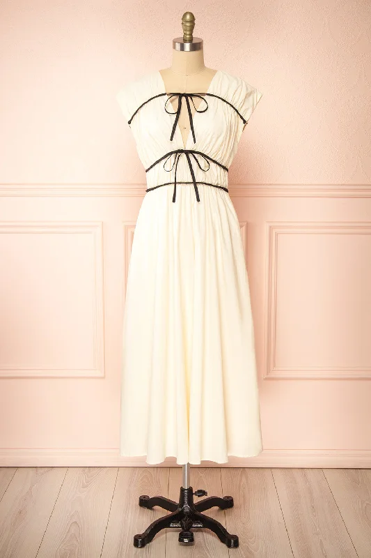 Midi dresses with button - down skirts for a unique and functional designJayda | Short-Sleeved A-Line Chiffon Midi Dress