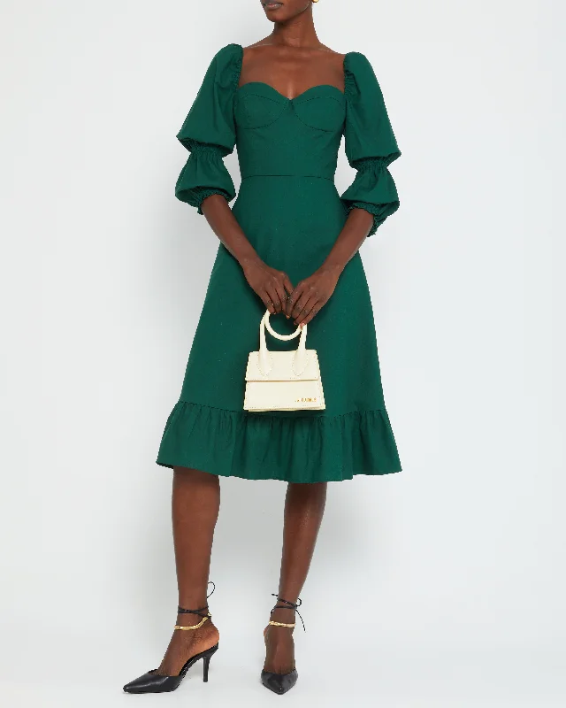 Velvet midi dresses in jewel tones for a glamorous winter eventKourtney Dress