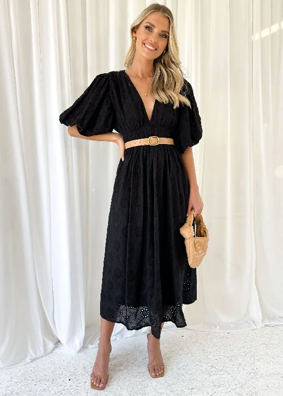 Midi dresses with halter necks for a stylish and comfortable optionLeonida Midi Dress - Black Anglaise