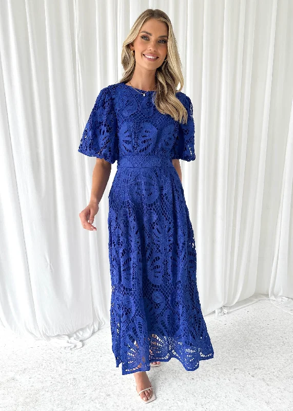 Midi dresses with halter necks for a stylish and comfortable optionLisa Lace Midi Dress - Cobalt