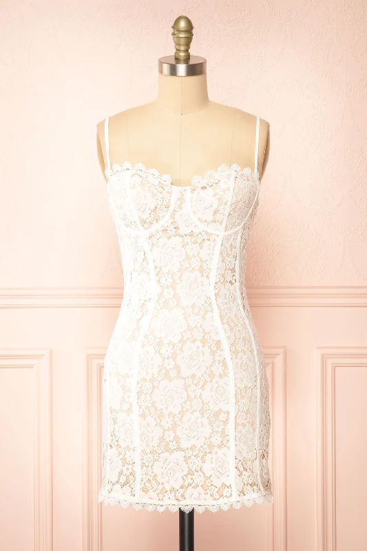Plaid midi dresses for a fall - themed family gatheringLyssandra | Fitted White Lace Mini Dress
