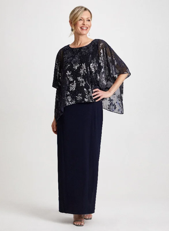 Midi dresses with button - front designs for a classic touchMetallic Detail Poncho Dress