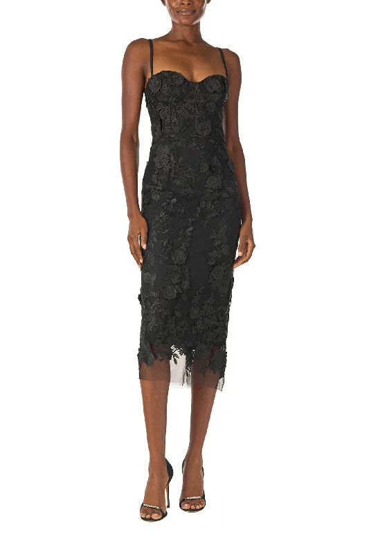 Midi dresses with pom - pom trims for a playful and festive lookCorseted Lace Midi Dress