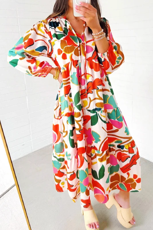 Midi dresses with sheer panels for a touch of allureFloral V-Neck Tiered Maxi Dress