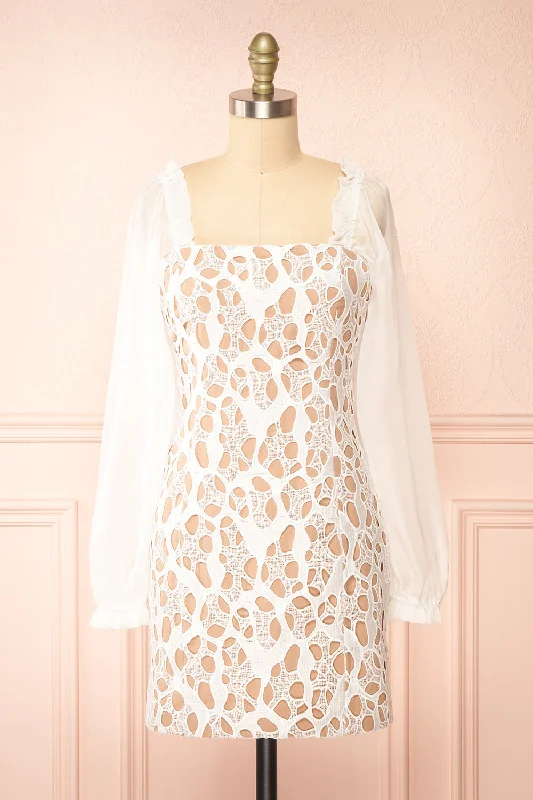 Midi dresses with side slits for a sexy and elegant appearanceOriane | Short White Lacy Dress