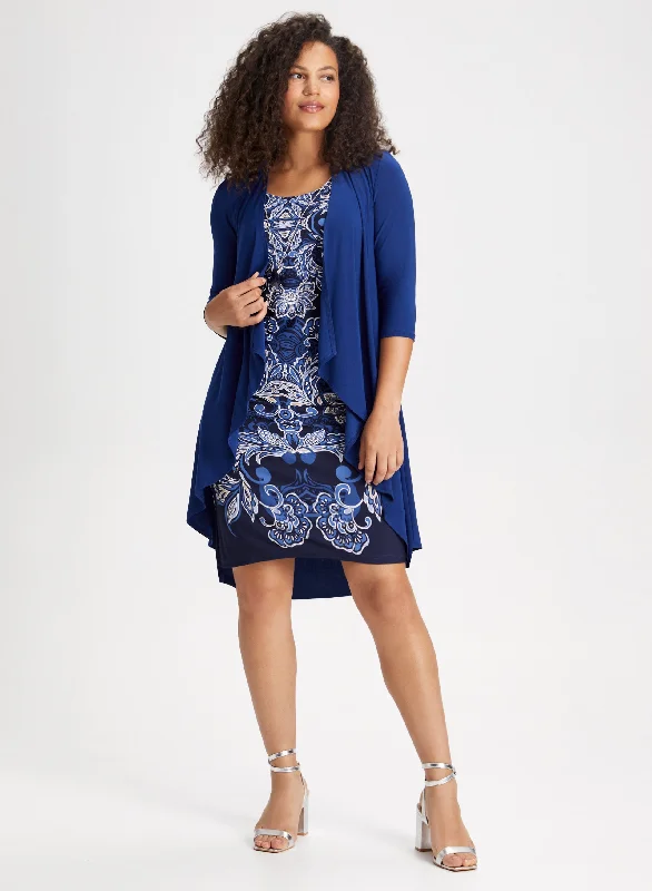 Midi dresses with ruffled hems for a romantic date nightPaisley Print Dress & Cardigan