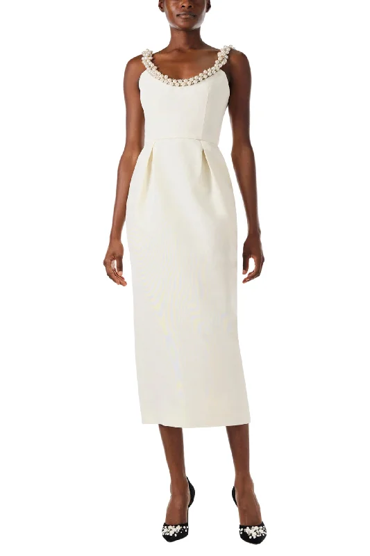 Midi dresses with cold - shoulder cutouts for a trendy stylePearl Embroidered Cocktail Dress
