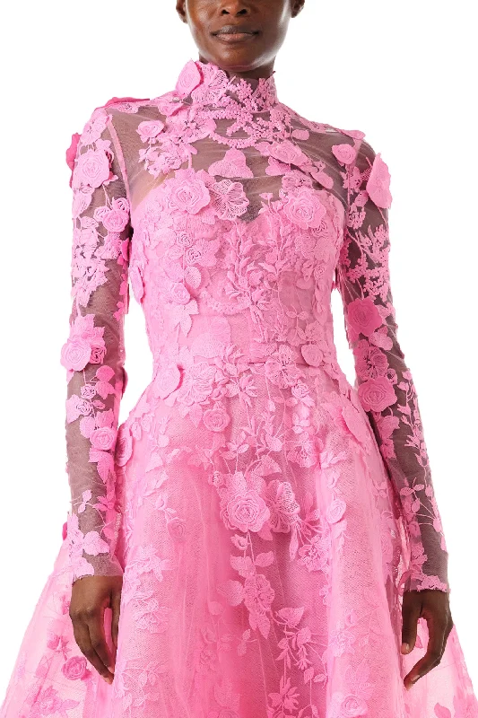 Midi dresses with cold - shoulder cutouts for a trendy styleLong Sleeve Pink Lace Jacket
