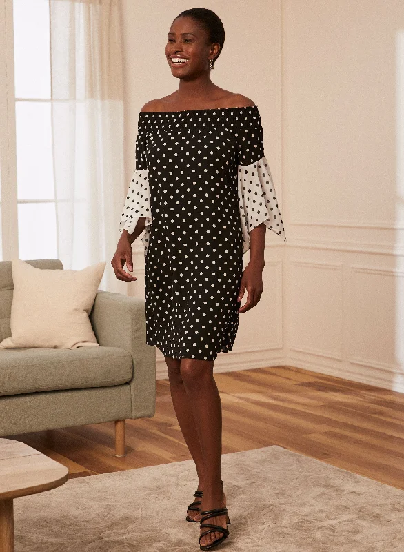 Midi dresses with metallic threads for a glamorous evening eventPolka Dot Off-The-Shoulder Dress