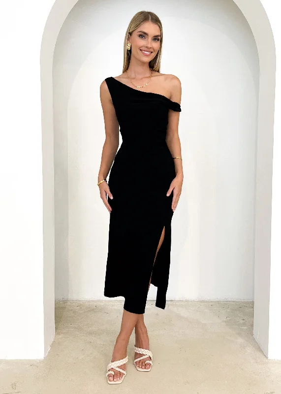 Midi dresses with abstract art prints for an artistic statementRaplas Midi Dress - Black