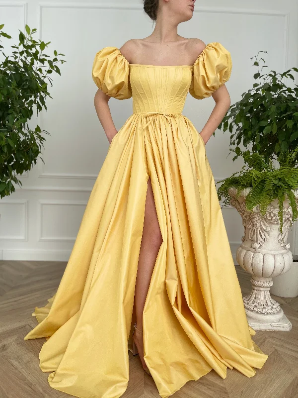 Midi dresses with belted waists to accentuate the figureRoyal Sunshine Gown