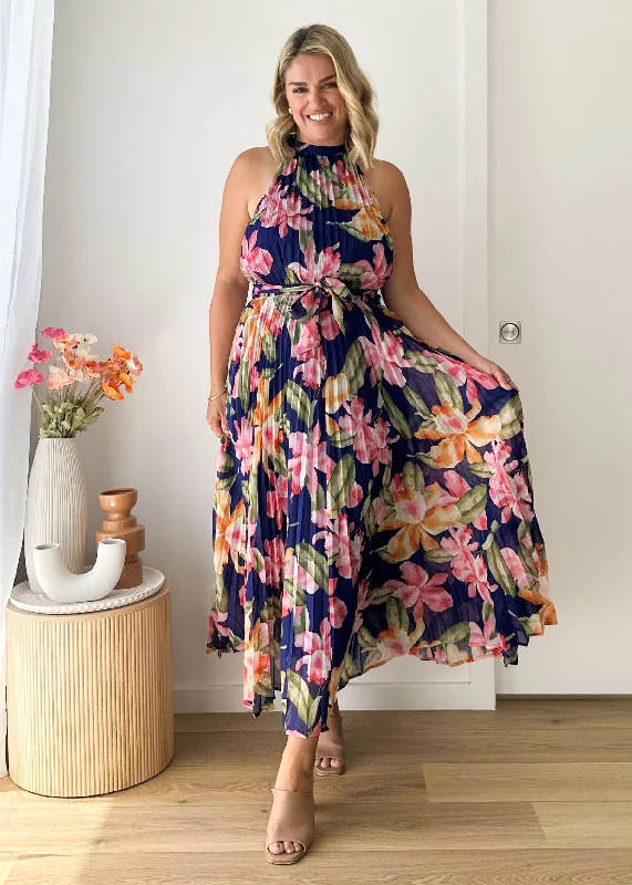 Wrap - style midi dresses in silk for a sophisticated office lookSarra Midi Dress - Navy Floral