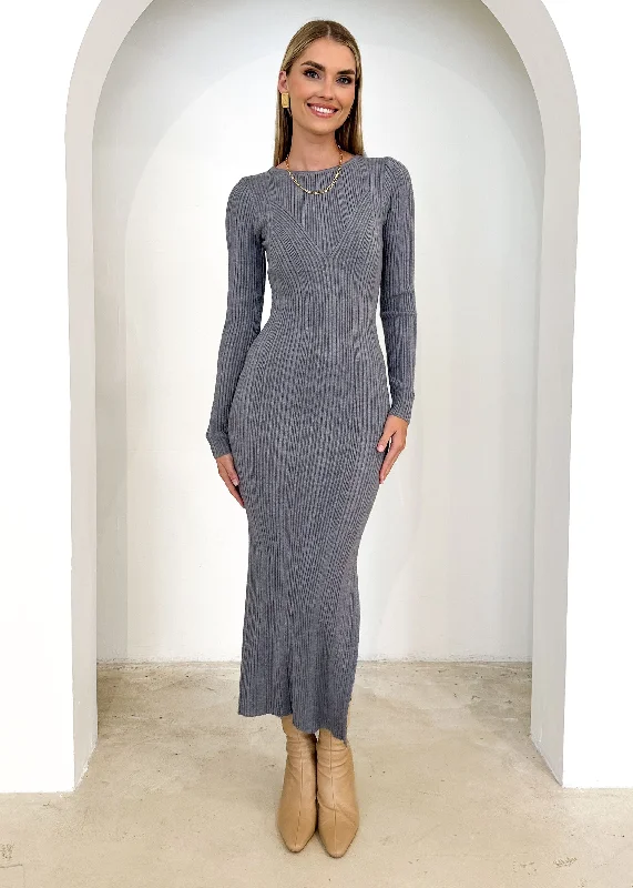 Midi dresses with mesh inserts for a trendy and breathable optionSelina Knit Midi Dress - Grey