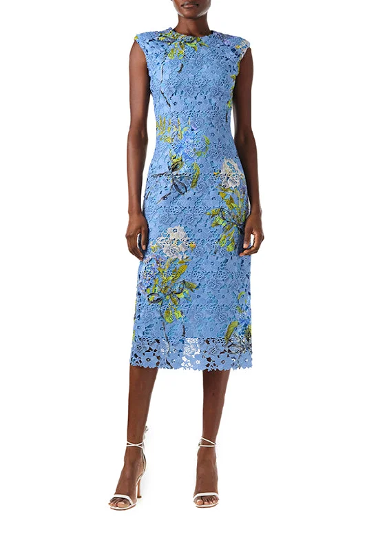 Midi dresses with lace - up fronts for a unique and adjustable styleFloral Printed Lace Sheath