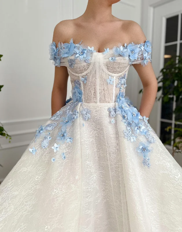 Midi dresses with keyhole backs for a flirty and unexpected detailEthereal Bluebell Gown