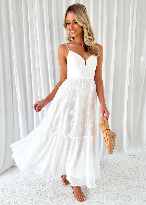 Midi dresses with ruched sleeves for a more fitted and stylish arm lookTrince Midi Dress - Off White