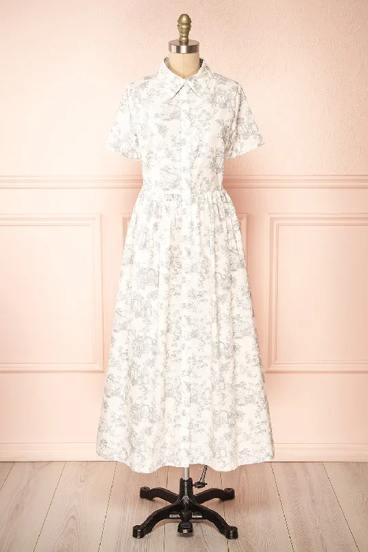 Midi dresses with cotton - blend materials for everyday comfortVictoire | Buttoned Midi Floral Shirt Dress
