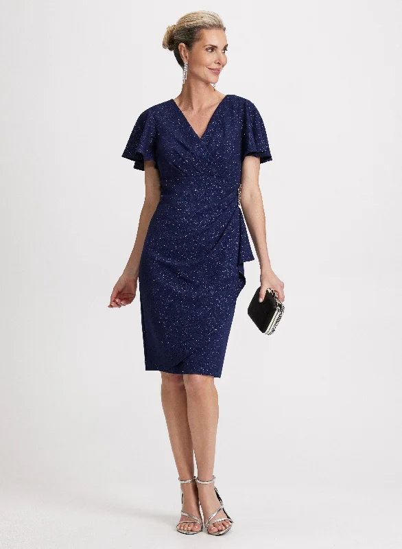 Midi dresses with fringe details for a fun and energetic styleWrap-Style Shimmering Dress