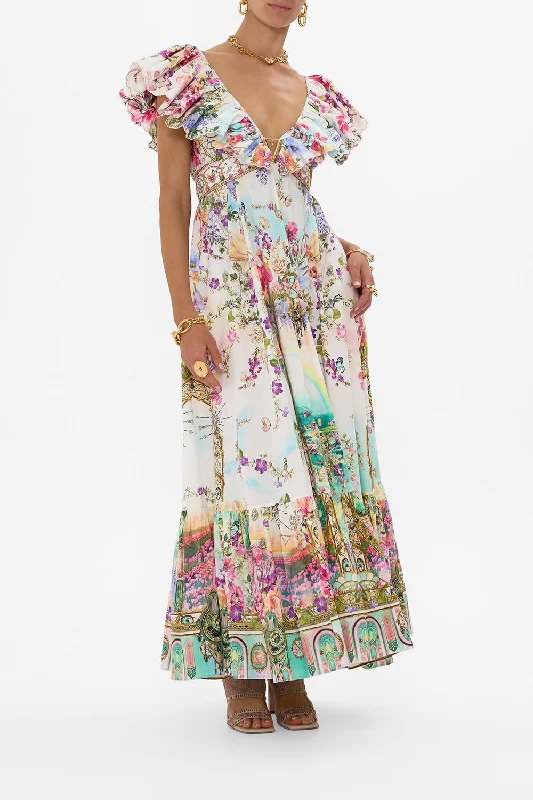 Maxi dresses with cold - shoulder cutouts for a trendy lookFRILL NECK DRESS WITH HARDWARE MUNCHKINLAND