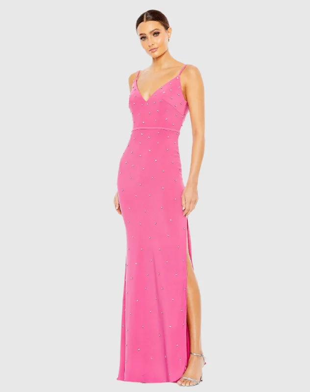 Sequined maxi dresses for formal evening galasRhinestone Embellished V-Neck Gown