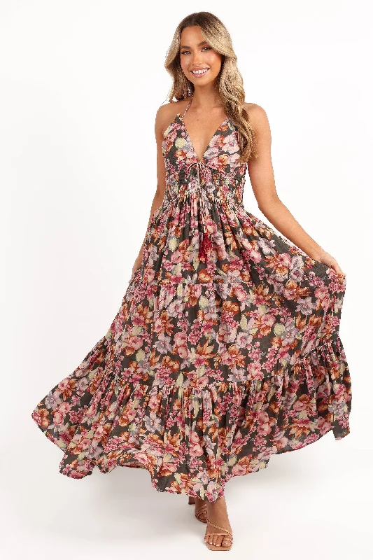 Maxi dresses with an asymmetric hem for a fashion - forward and eye - catching designBenson Maxi Dress - Dark Green/Multi