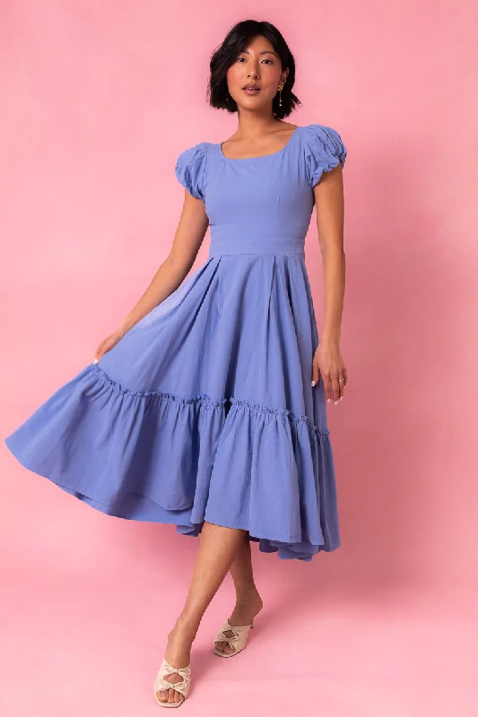 Maxi dresses with embroidered floral motifs for a unique designDahlia Dress in Blue