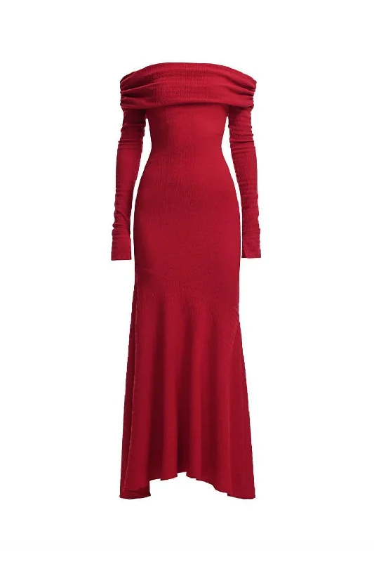 Maxi dresses with an asymmetric hem for a fashion - forward and eye - catching designDiana Mermaid Off-Shoulder Jersey Maxi Dress