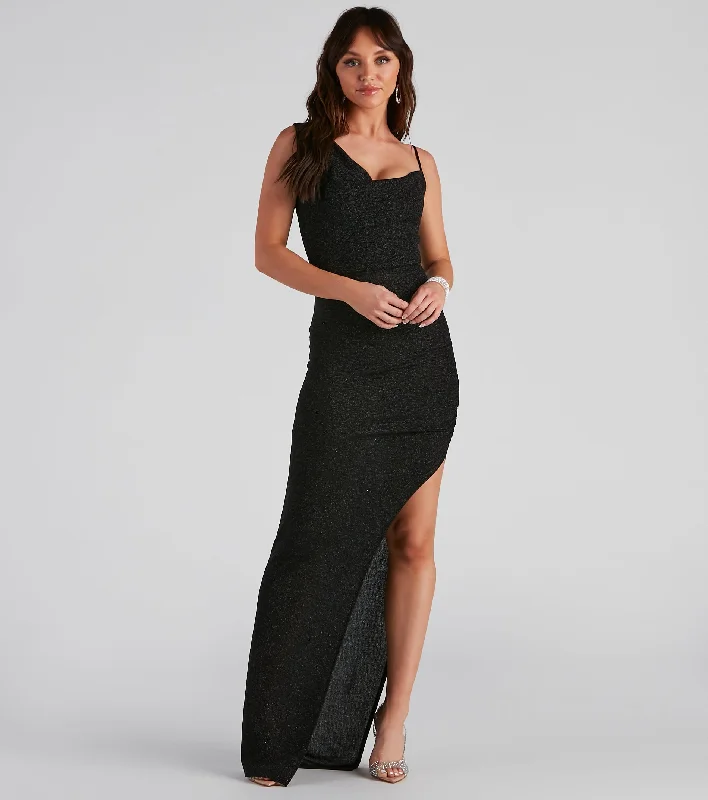 Maxi dresses with a halter neck for a stylish and sophisticated choiceEver Formal High Slit Glitter Dress