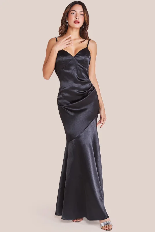 Animal print maxi dresses for a statement - making outfitGoddiva Cowl Back Satin Maxi Dress - Black