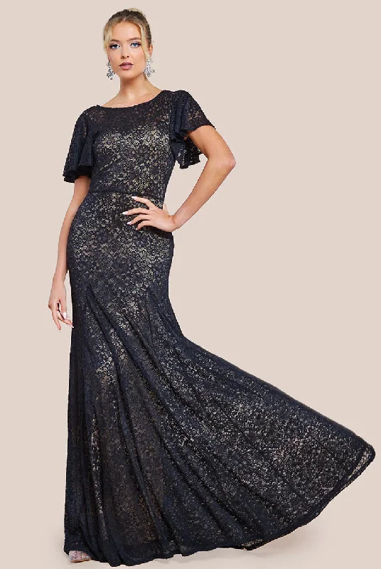 Maxi dresses with an empire waist for a flattering fit on all body typesGoddiva Flutter Sleeve Lace A-Line Maxi Dress - Black