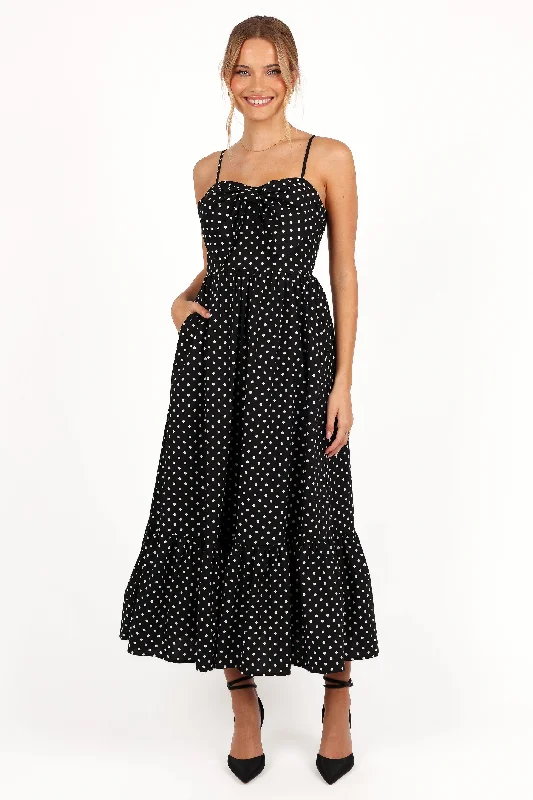 Maxi dresses with a paisley print for a classic and elegant styleHailee Maxi Dress - Black Polka Dot