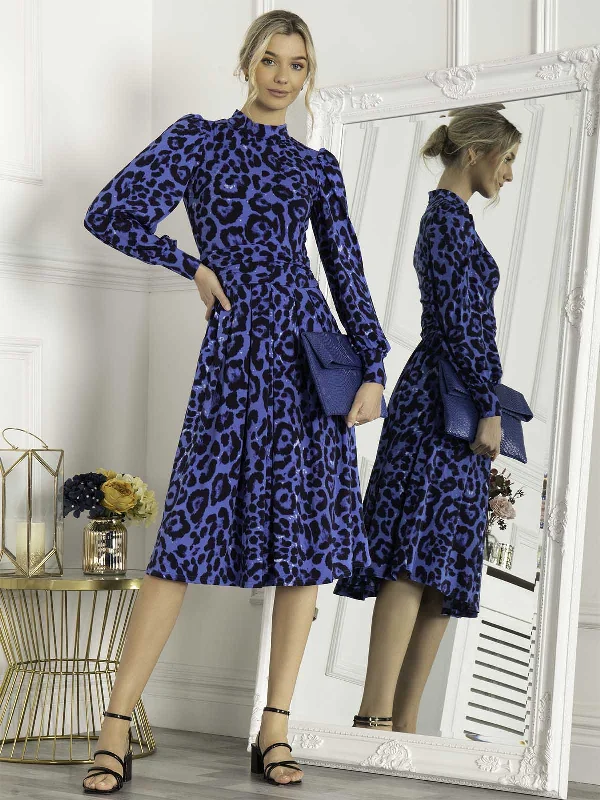 Maxi dresses with patchwork designs for a one - of - a - kind styleJolie Moi Kathryn Long Sleeve Midi Dress, Blue Animal