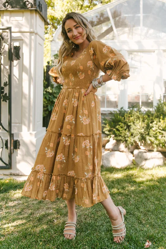 Maxi dresses with cold - shoulder cutouts for a trendy lookMadeline Dress in Celeste Floral