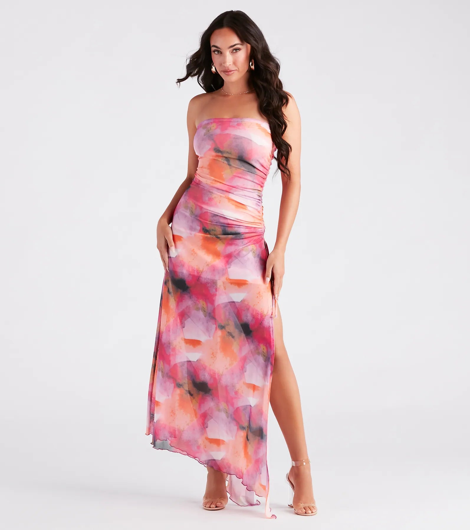 Maxi dresses with mesh panels for a sexy and trendy appearanceMajor Crush Marble Print Maxi Dress