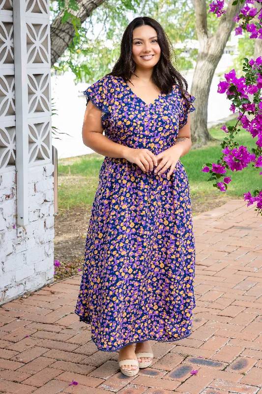 Satin maxi dresses with a high - low hem for a modern twistNaomi Maxi Dress in Purple Leopard