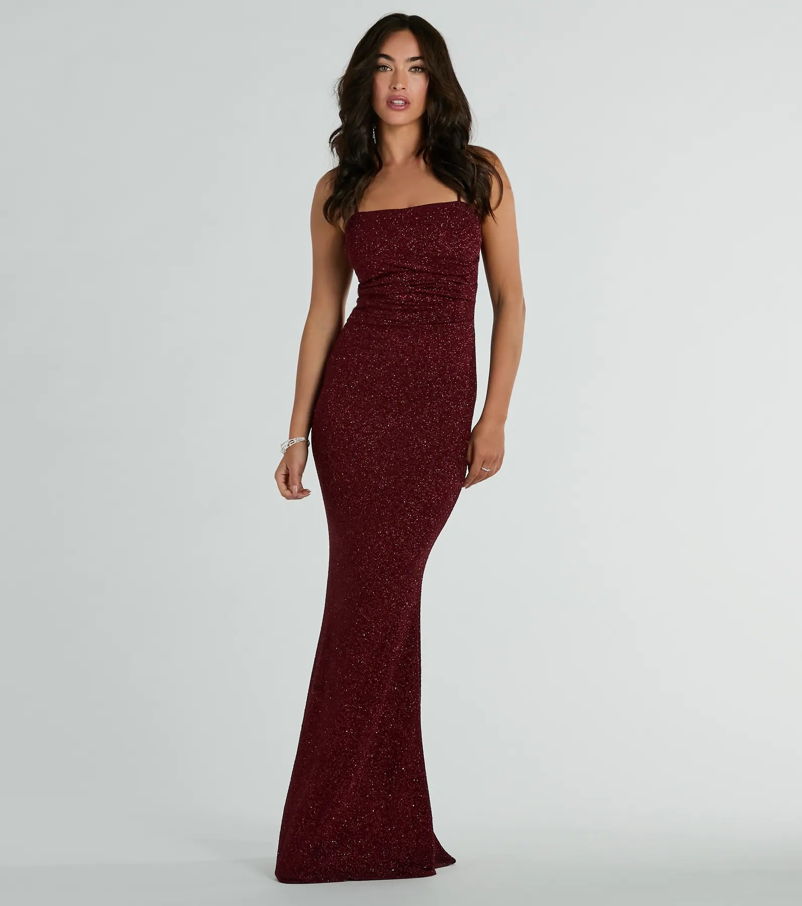 Maxi dresses with tassel accents for a fun and lively touchWendy Sleeveless Mermaid Glitter Formal Dress