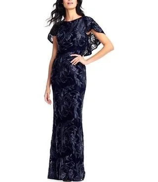 Sheath - style wedding guest dresses with lace overlaysAdrianna Papell AP1E203078 Embellished Long Formal Mesh Dress