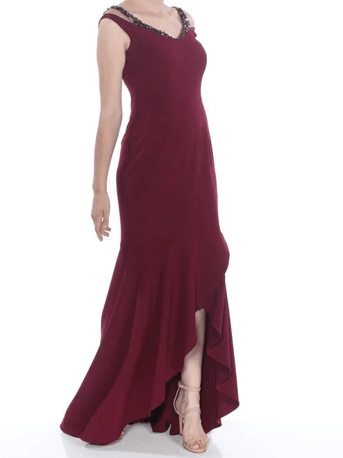 Asymmetric - hem wedding guest dresses in metallic huesAdrianna Papell AP1E202959 High Low Formal Evening Gown
