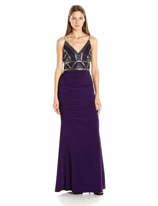 Wedding guest dresses with cold - shoulder designs and solid colorsAdrianna Papell AP1E200204 Long Formal Spaghetti Strap Prom Dress
