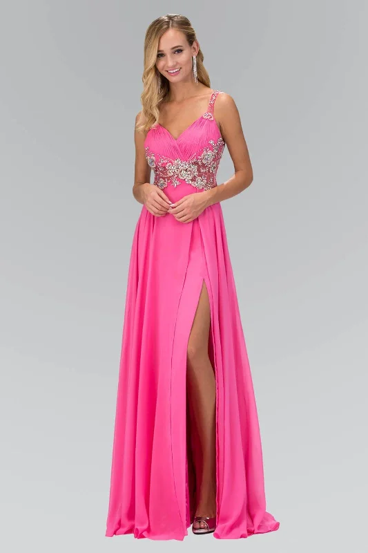 Wedding guest dresses with cut - out details and midi lengthsBeaded Chiffon Long Prom Dress Formal