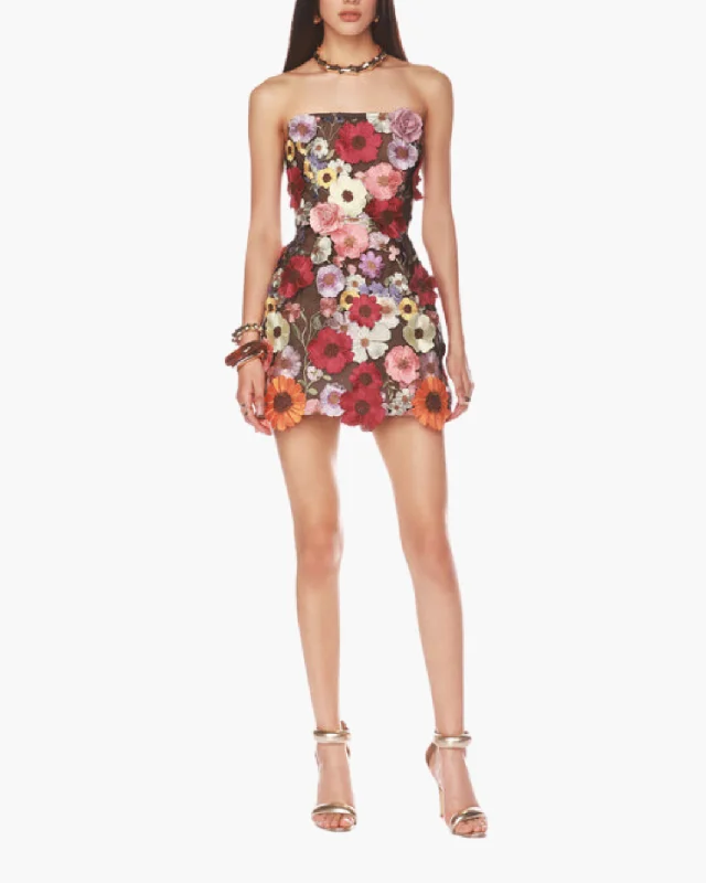 Mini dresses with cut - out details for a trendy lookBOUQUET MARAYA MINI DRESS IN BLACK MULTI