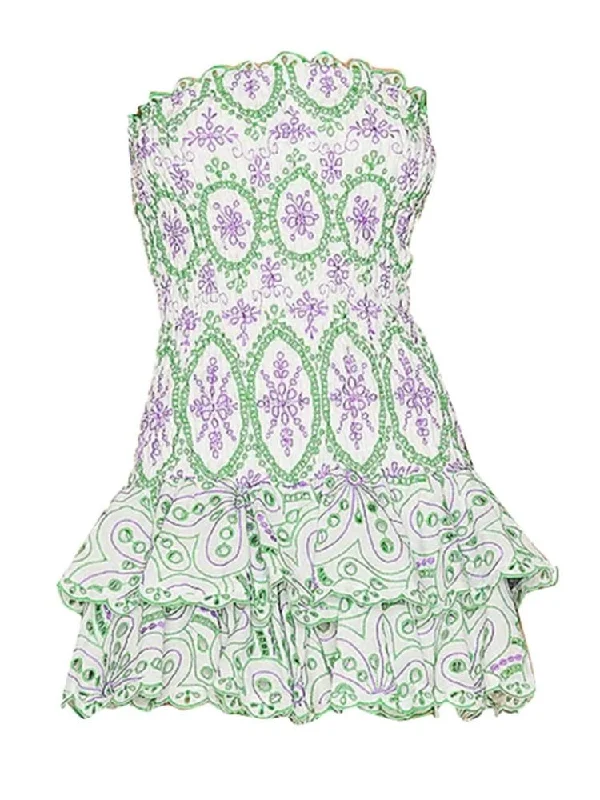 Polyester mini dresses for easy careCora Strapless Print Mini Dress - Green Print