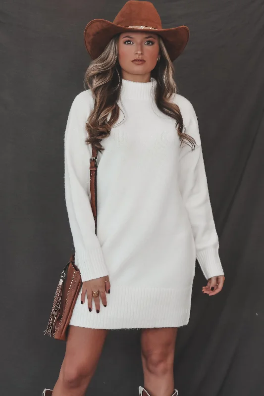 Polyester mini dresses for easy careClose To You Cream Sweater Dress
