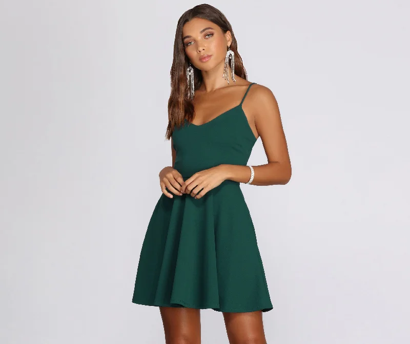 Mini dresses with bow accents for a sweet lookEffortless Beauty Skater Dress