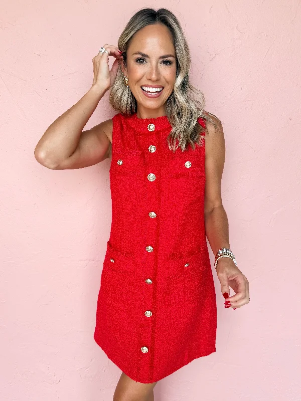 Mini dresses with asymmetric hems for a fashion - forward lookEndless Charm Sleeveless Tweed Dress