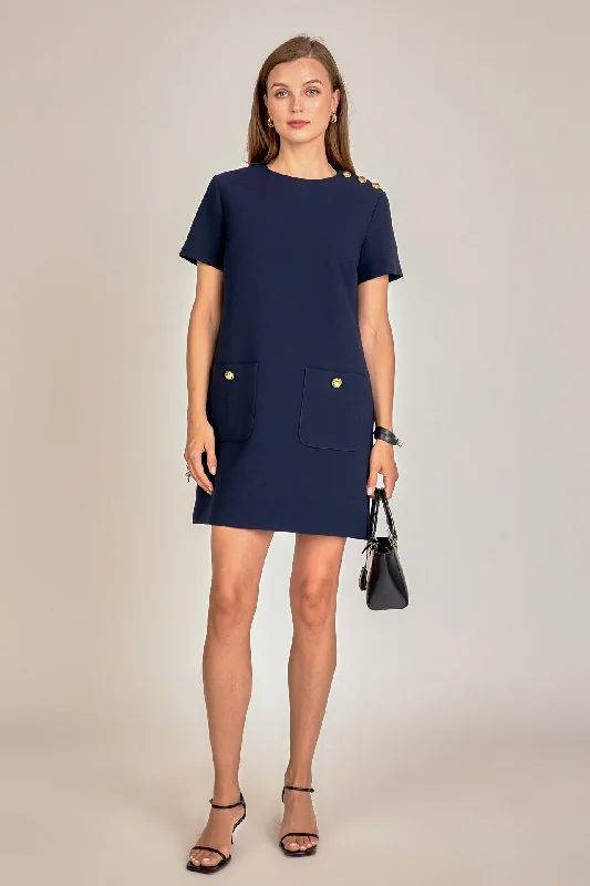 Mini dresses with empire waists for a flattering fitGold Button Pointed Mini Dress