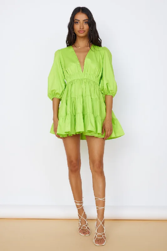 Velvet mini dresses for autumn weddingsHELLO MOLLY Sweetest Treat Mini Dress Lime