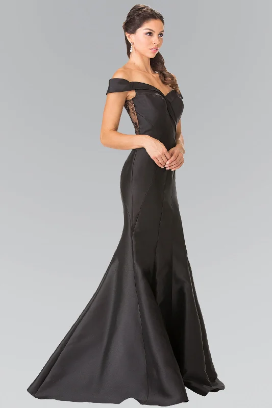 Ribbed - texture wedding guest dresses in neutral colorsMermaid Long Off Shoulder Formal Prom Dress