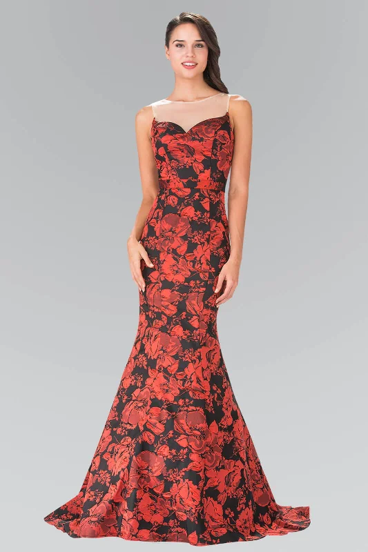 Embroidered wedding guest dresses in earthy tones for a rustic weddingProm Long Formal Dress Floral Print Evening Gown