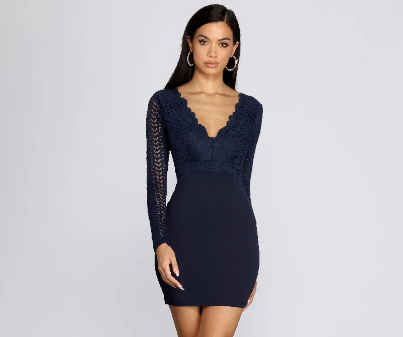 Mini dresses with one - shoulder designsIn Love In Lace Crochet Dress